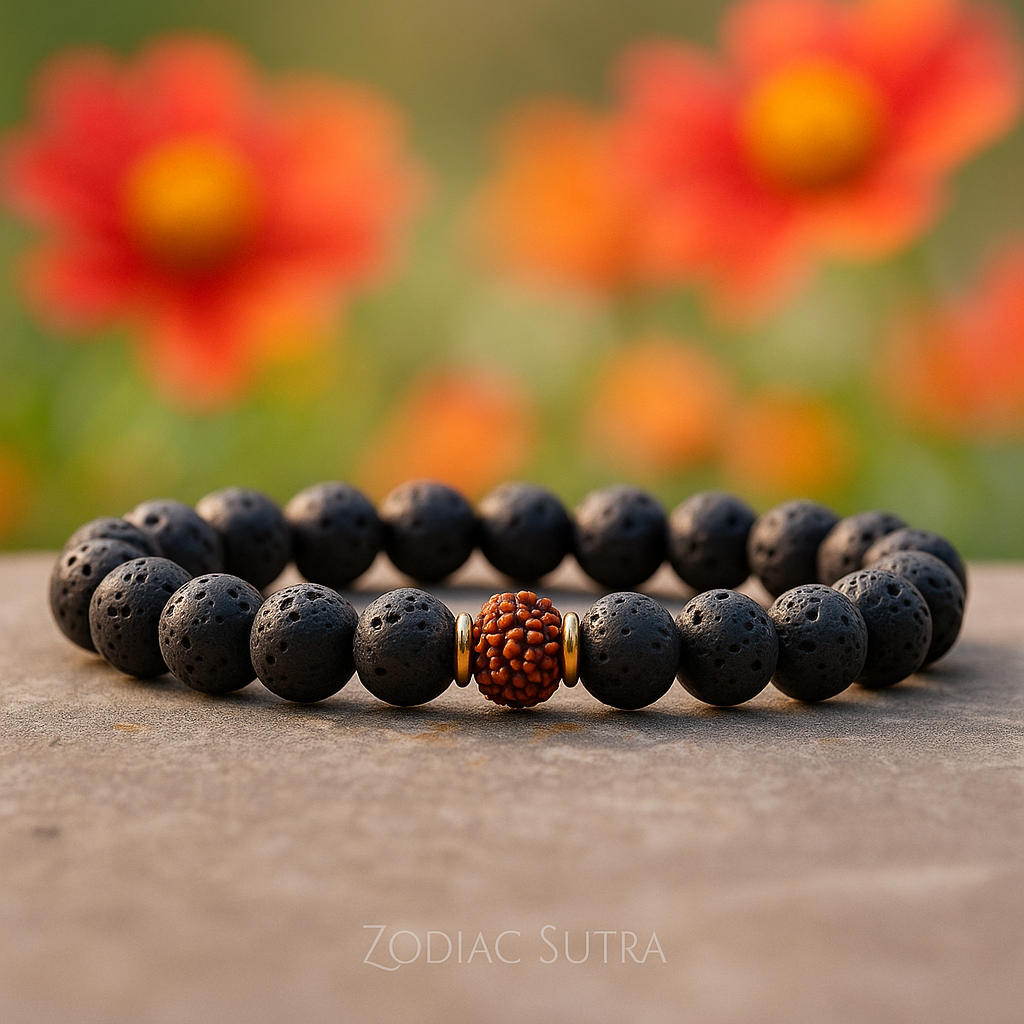 Divine Rudraksha Bracelet With Lava Stone