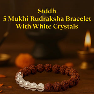Kashi Siddh 5 Mukhi Rudraksha Bracelet With White Crystals