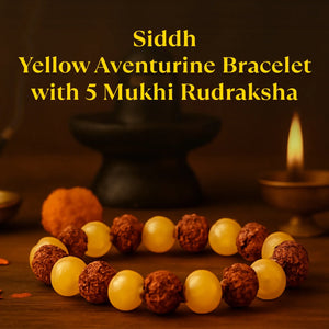 Kashi Siddh Yellow Aventurine Bracelet with 5 Mukhi Rudraksha