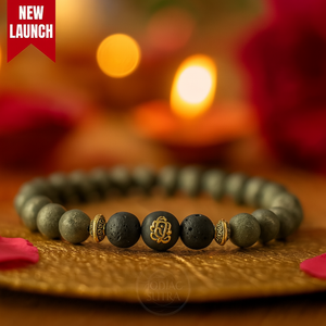 Raw Pyrite Bracelet with Ganesh Bead