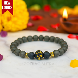 Raw Pyrite Bracelet with Buddha Mantra
