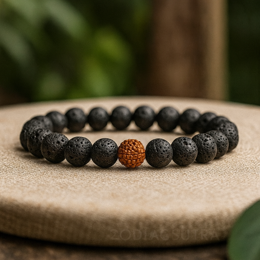 Divine Rudraksha Bracelet With Lava Stone