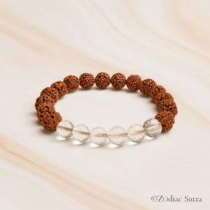 5 Mukhi Rudraksha Bracelet With White Crystals