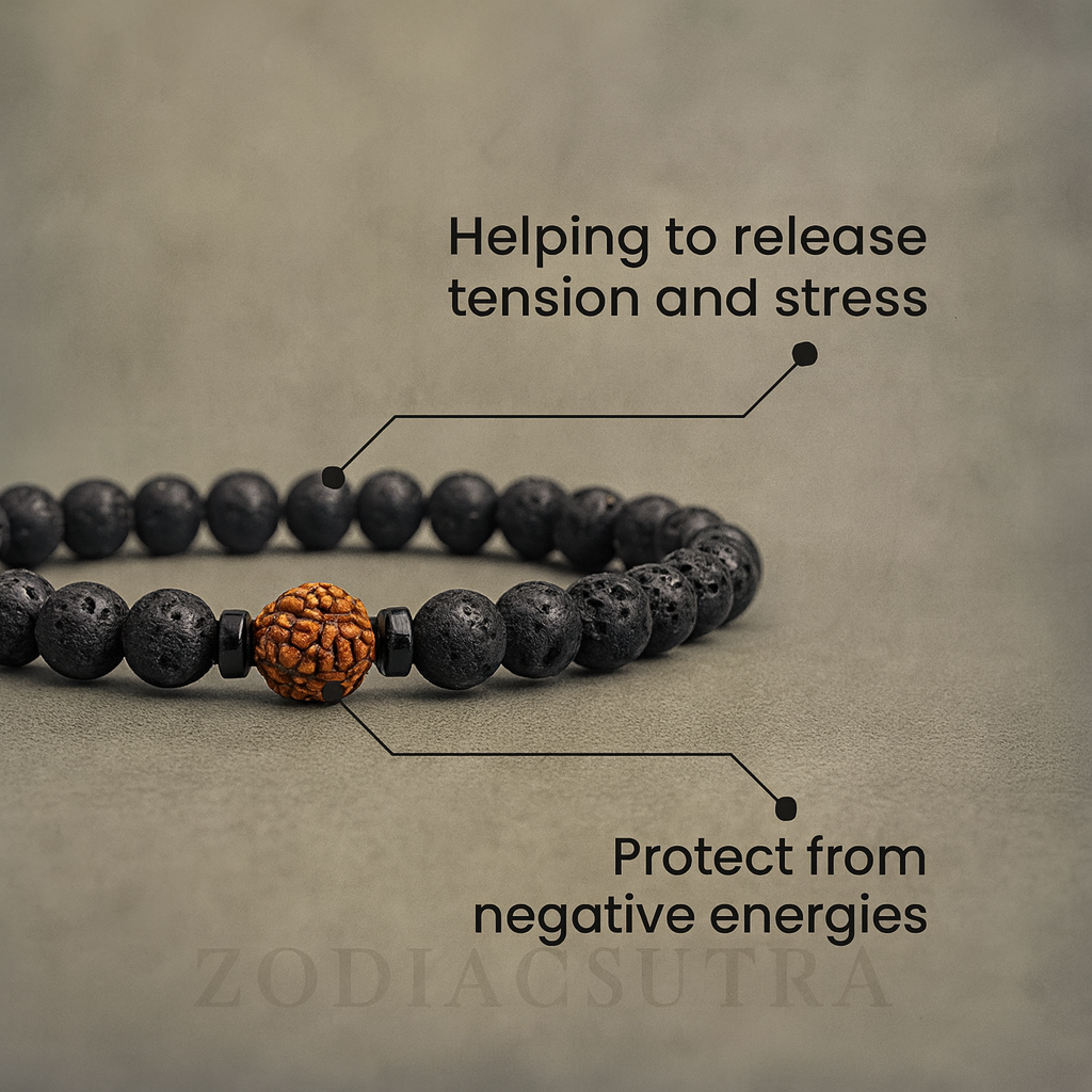 Divine Rudraksha Bracelet With Lava Stone