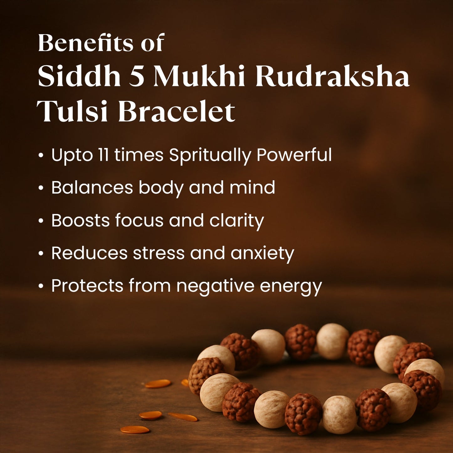 Kashi Siddh 5 Mukhi Rudraksha Tulsi Bracelet