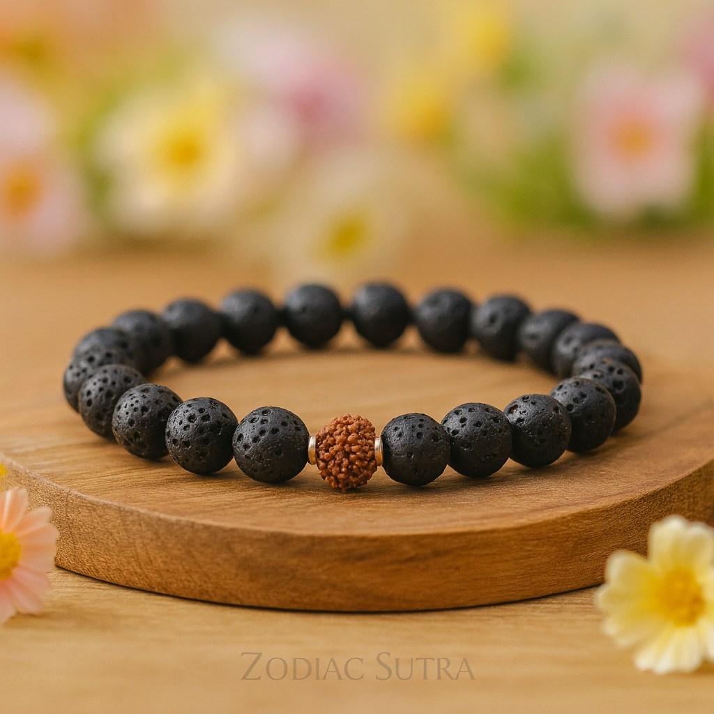 Divine Rudraksha Bracelet With Lava Stone